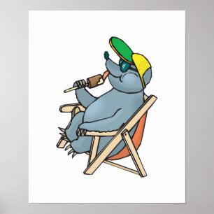 funny seal eating ice cream poster