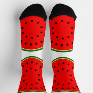 Funny seamless colourful watermelon cute red socks