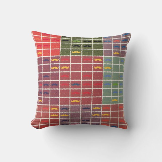 Funny Seamless Moustache Retro Cushion (Front)