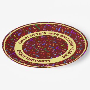 Funny Seamless Pattern Abracadabra Colourful Text Paper Plate