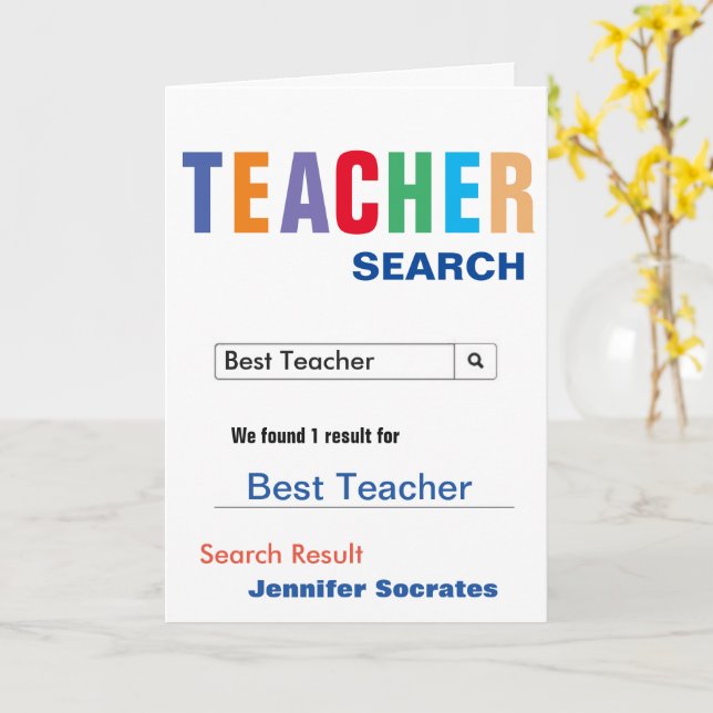 Funny Search Best Teacher Card (Yellow Flower)