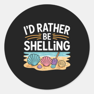 Funny Seashell Design For Men Women Sea Shell Seas Classic Round Sticker