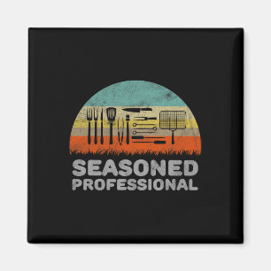 Funny Seasoned Professional Barbecue Pun Magnet