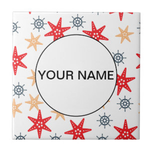 Funny Seastars And Steerwheels Pattern Ceramic Tile