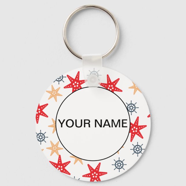 Funny Seastars And Steerwheels Pattern Key Ring (Front)