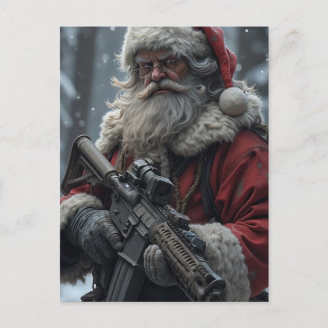 Funny Second Amendment Santa Claus Christmas Postcard (Front)