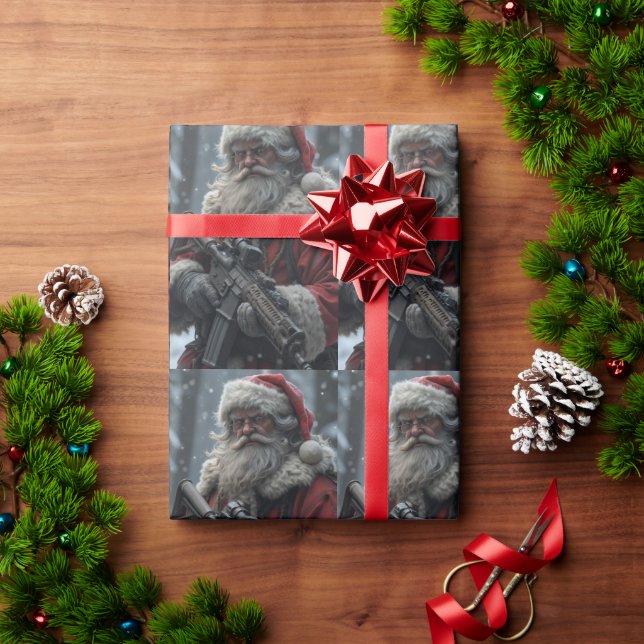 Funny Second Amendment Santa Claus Christmas Wrapping Paper (Holiday Gift)