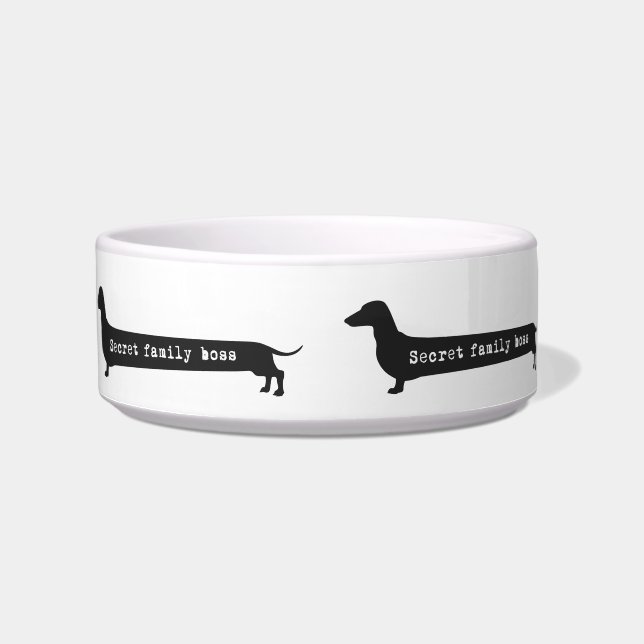 Funny Secret family boss dachshund silhouette bowl (Front)