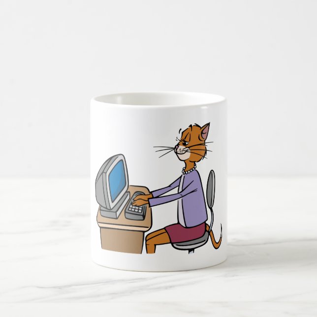 Funny Secretary Cat Cartoon Office Humour  Coffee Mug (Center)