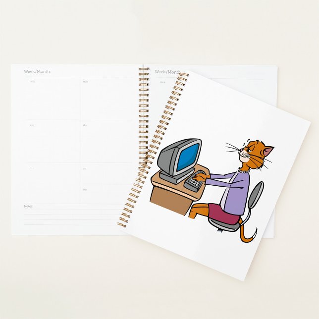 Funny Secretary Cat Cartoon Office Humour  Planner (Creator Uploaded)