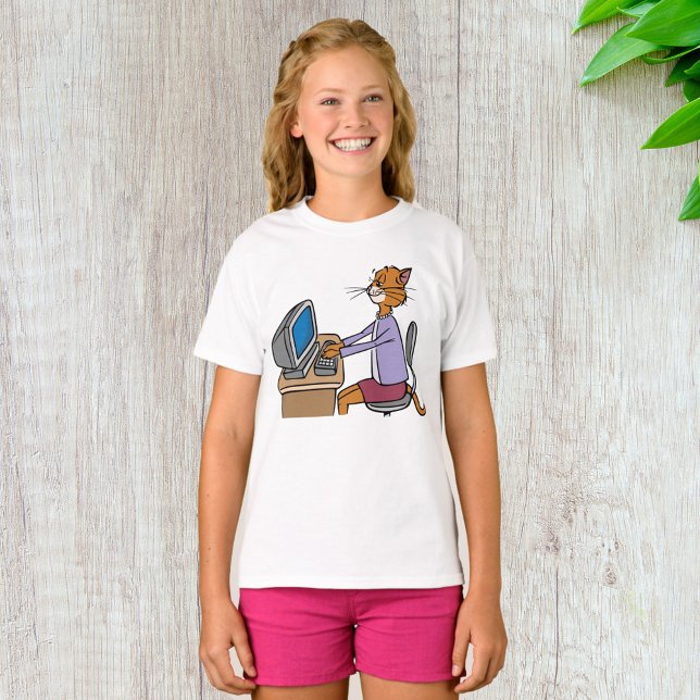 Funny Secretary Cat Cartoon Office Humour  T-Shirt (Creator Uploaded)