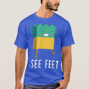 Funny See Feet Big Building Blocks Master Builder  T-Shirt