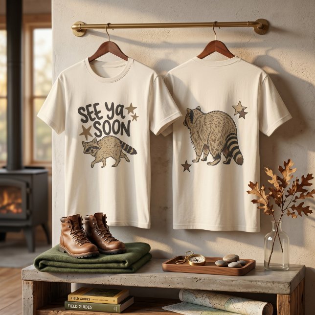 Funny See Ya Soon Racoon Double-Sided T-Shirt  (Funny See Ya Soon Raccoon Double-Sided T-Shirt | Retro Animal Graphic Tee)