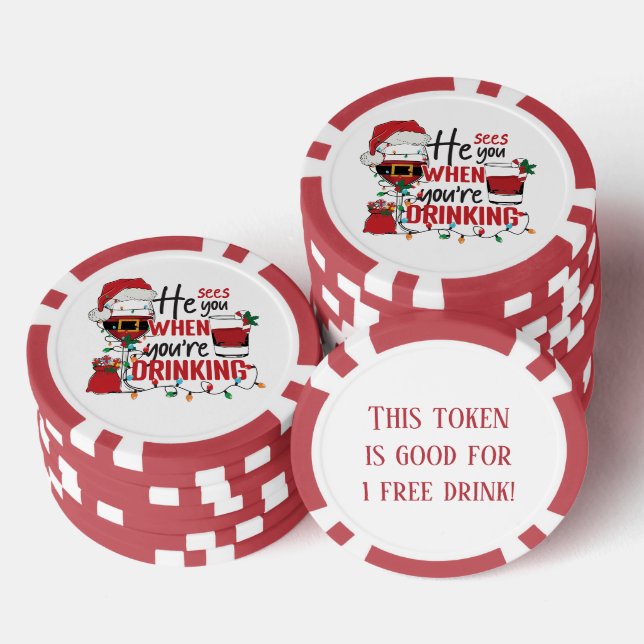 funny sees you drinking free drink party poker chips (Stack)