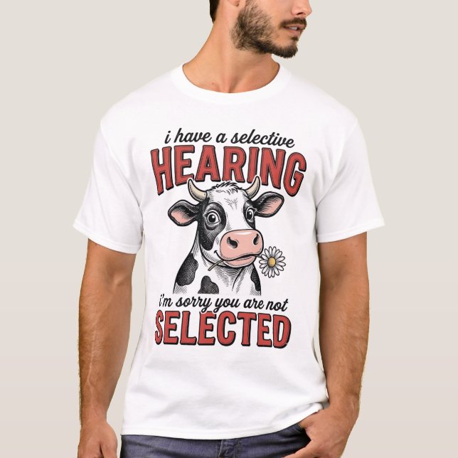 Funny Selective Hearing Cow Vintage Shirt Design_1 (Front)