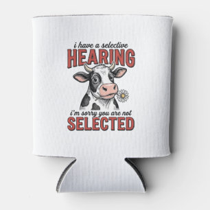 Funny Selective Hearing Cow Vintage Shirt Design_1 Can Cooler