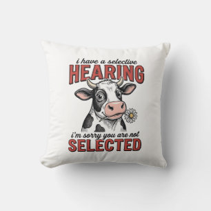 Funny Selective Hearing Cow Vintage Shirt Design_1 Cushion