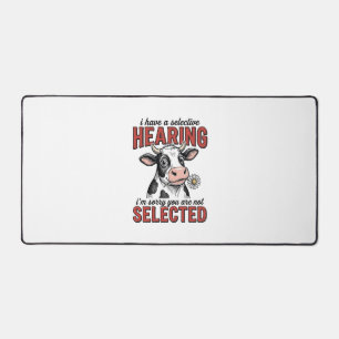 Funny Selective Hearing Cow Vintage Shirt Design_1 Desk Mat