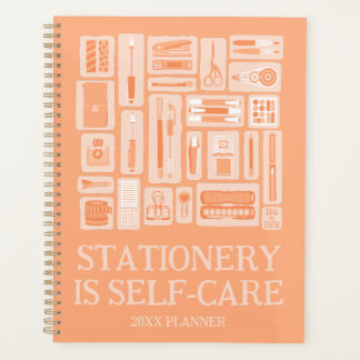 Funny Self-Care Quote Peach Orange Art Supplies Planner