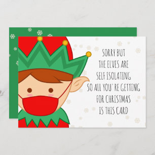 Funny Self Isolating Elves Covid Christmas Holiday Card