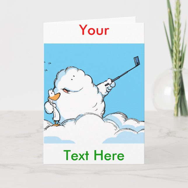 Funny Selfie Cartoon Greeting Card (Front)