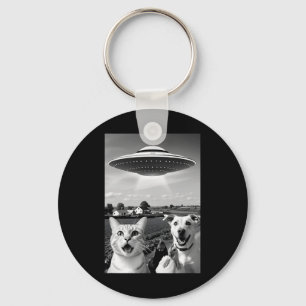 Funny Selfie Trio Animals Cat, Chicken, Dog - Ufo  Key Ring