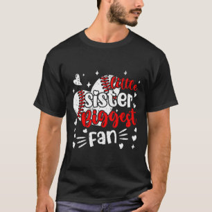 Funny Sell Sports Little Sister Biggest Fan Heart T-Shirt