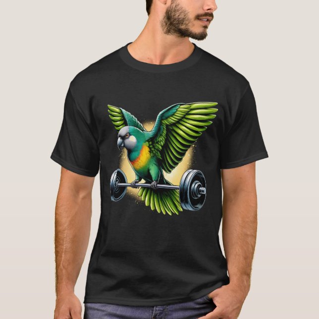 Funny Senegal Parrot Deadlift Weightlifting T-Shirt (Front)