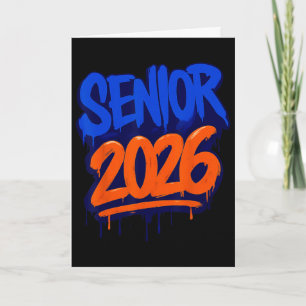 Funny Senior 2026 Orange And Blue Graduation Drip  Card
