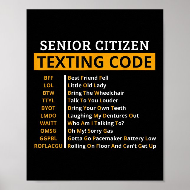 Funny Senior Citizens Texting Code Design Gift For Poster (Front)