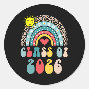 Funny Senior Cl Of 2026 Cute Rainbow Graduation Gr Classic Round Sticker