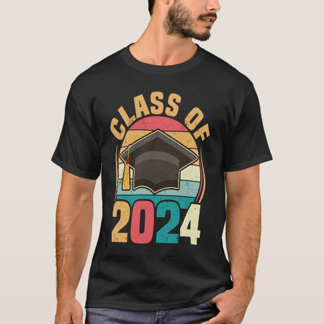 Funny Senior Class Of 2024 Retro Graduation 2024 T-Shirt (Front)