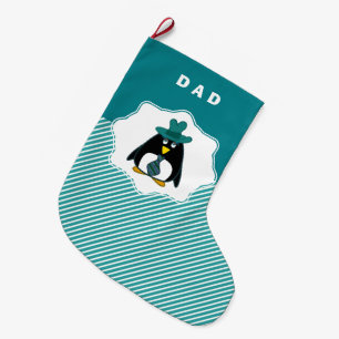 Funny Senior Penguin Dad's Christmas Stockings