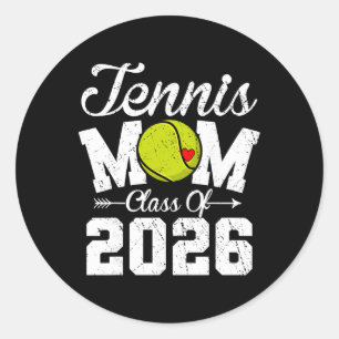 Funny Senior Tennis Mum Cl Of 2026 Graduation Classic Round Sticker