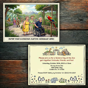 Funny Seniors Day at the Zoo Get-together Invitat Invitation