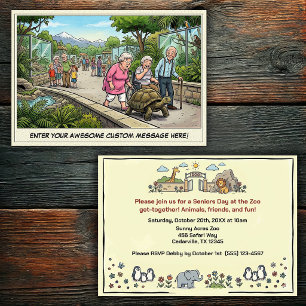 Funny Seniors Day at the Zoo Get-together  Invitat Invitation