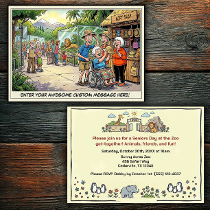 Funny Seniors Day at the Zoo Get-together Invitat Invitation