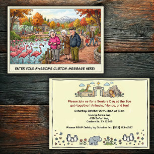 Funny Seniors Day at the Zoo Get-together  Invitation