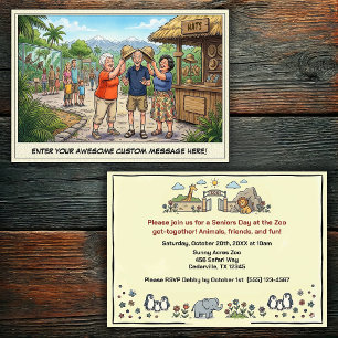 Funny Seniors Day at the Zoo Get-together Invitation