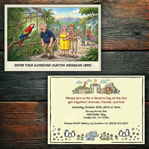 Funny Seniors Day at the Zoo Get-together  Invitation