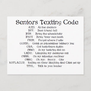 funny Seniors texting code Postcard