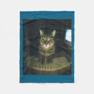 Funny Serious Gamer Cat Lovers Stud Kitty Cat Meme Fleece Blanket