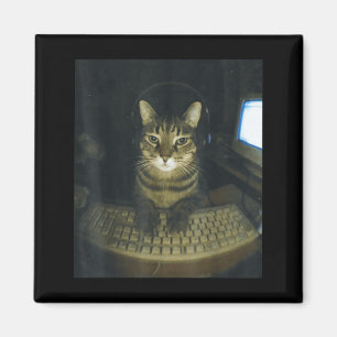 Funny Serious Gamer Cat Lovers Stud Kitty Cat Meme Magnet