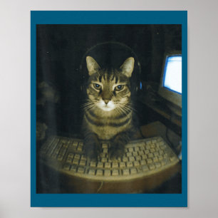 Funny Serious Gamer Cat Lovers Stud Kitty Cat Meme Poster