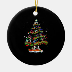 Funny Sewing Christmas Tree Tee Quilting Lovers Ceramic Ornament