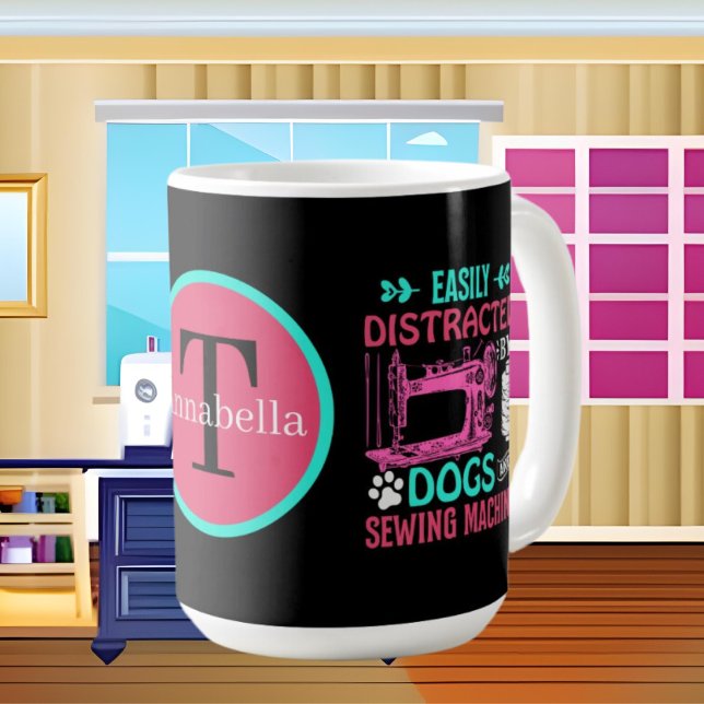 funny sewing lovers add monogram coffee mug (Creator Uploaded)