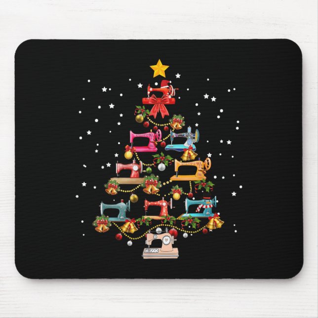 Funny Sewing Machine Christmas Tree Christmas Orna Mouse Pad (Front)