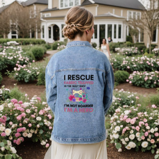 Funny Sewing Quote Vintage Floral Sewing Machine Denim Jacket