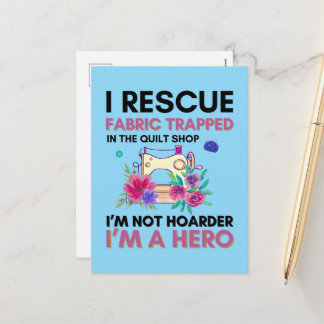 Funny Sewing Quote Vintage Floral Sewing Machine Holiday Postcard