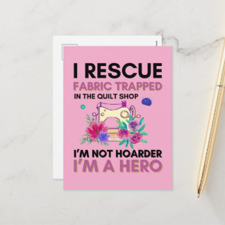 Funny Sewing Quote Vintage Floral Sewing Machine Holiday Postcard